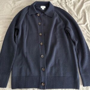 Men's Navy Polo Cardigan Sweater
